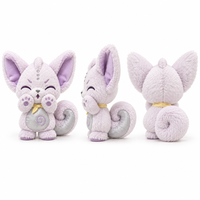 Fabricant OEM de jouets en peluche personnalisés : Renard des neiges violet anime, Kitsune mignon avec tenue, faible MOQ, pour conception de logo et couleur personnalisés