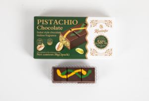 <span class=keywords><strong>Chocolate</strong></span> Halal Amargo con Pistacho, Barra Sólida de 30g con Frutos Secos, Estilo Dubái para Supermercado - Product Image 3