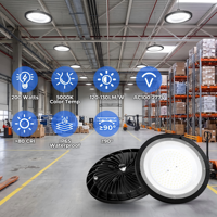 Projecteur LED UFO ultra-mince à haute luminosité, nouveau design, dissipateur thermique turbine en aluminium, DOB 100W 150W 200W 5000K