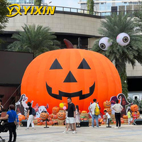 Décoration d'événement d'Halloween en plein air : Citrouille géante gonflable lumineuse avec chapeau de sorcière, sculpture Jack-o'-lantern