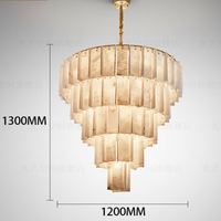 Grand lustre ovale pour salon, escalier, loft, duplex, lampe suspendue en marbre et cuivre
