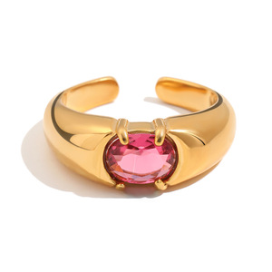 Anillo moderno de latón chapado en oro de 18 quilates con aguamarina ovalada natural engastada en garras para mujer, joyería de compromiso, piedra de nacimiento de marzo - Product Image 2