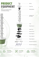 Système de culture hydroponique vertical à 9 étages Tru-Spring TSP-L9 avec pompe d'arrosage et couvercle en plastique anti-UV pour la culture intérieure à domicile et en ferme