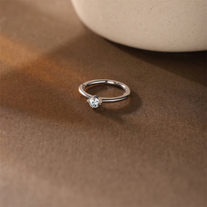 S925 <b>Sterling</b> <b>Silver</b> Women's Trendy Classic 4 Claw Moissanite Rhodium Plated <b>Nose</b> <b>Ring</b> for Wedding Gift Simple Shiny - Product Image 2