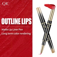 QIC Noir Or Double Tête Mat Rouge À Lèvres Lipliner Portable Longue Durée Étanche Lip Liner pour Dame