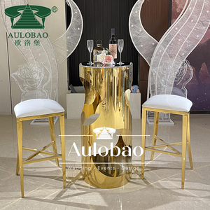 Mesa de Bar Moderna con Base de Acero Inoxidable Dorado para Club Nocturno, Bodas, Hoteles y Apartamentos - Product Image 5