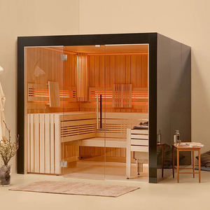Mini Sauna <span class=keywords><strong>de</strong></span> vapor familiar para interiores <span class=keywords><strong>de</strong></span> madera maciza para 2-3 personas con estufa eléctrica para villas, función <span class=keywords><strong>de</strong></span> vapor húmedo - Product Image 3