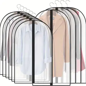 Hot may túi quần áo bụi che PEVA may bao gồm cho tủ quần áo quần áo lưu trữ nhựa chống bụi phù hợp với túi