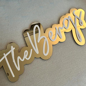 Letrero de Nombre Acrílico en Oro Rosa Personalizado, Placa de Nombre Acrílica 3D en Capas para Boda, Compromiso, Cumpleaños, Decoración de Puerta de Dormitorio para Niñas - Product Image 3