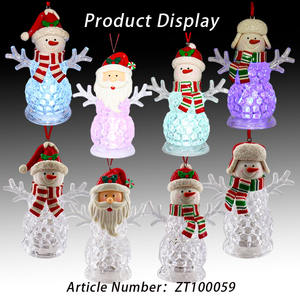 하이 퀄리티 크리스마스 Led 조명 크리스탈 산타/눈사람 크리스마스 장식 매달려 모자와 귀여운 눈사람 홈 축제 장식 - Product Image 6