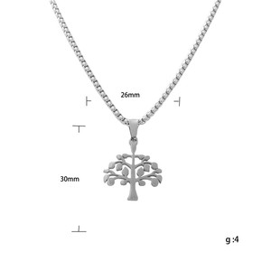 yunnique <b>Tree</b> Of Life Pendant Stainless Steel Unisex <b>Necklace</b> Retro Geometric Plant Design 120104 - Product Image 5