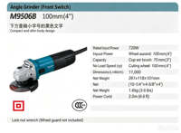 Meuleuse d'angle M9506B 220V haute puissance 100mm compacte, outil électrique pour la découpe et le meulage (type Makita) - Vente chaude