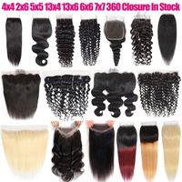 Cheveux humains vierges bruts à cuticules alignées, Frontal en dentelle HD 13x4 pré-épilé avec baby hair, Closure en dentelle HD 5x5