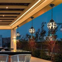 Luminaire suspendu vintage pour plafond, étanche, pour extérieur, lanterne en verre et aluminium, lustre rétro pour porche