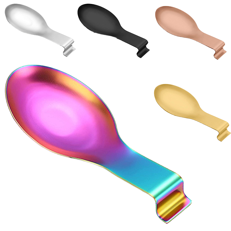 Stainless Steel Kitchenware Custom LOGO Large Size Big Spoon Luxury Gold Spoon Rest