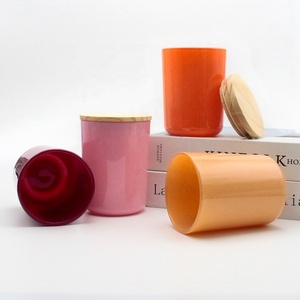 FENGJUN Vente en gros de pots à bougies en verre coloré avec couvercle en bambou 10oz, centre de table, décoration de cheminée pour mariage, fourniture en gros - Product Image 4
