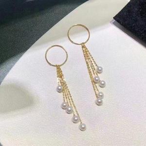 WENCHI S925 Argent Accessoires DIY Perles Rondes 3-4mm Boucles d'Oreilles Pendante Multi-Perles 11482 pour Femme - Product Image 3