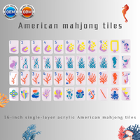 Tuiles de Mahjong en Acrylique de Luxe Moderne Américain Avisocean, 1,42 Pouce, 36 Pièces #   Jeu portable gravé double face à une seule couche pour 4 personnes