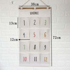 Sac de rangement suspendu numérique en coton et lin à 12 poches, à suspendre derrière les portes, sur les murs, organisateur de placard mural, sac de rangement à suspendre derrière la porte - Product Image 3