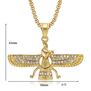 <span class=keywords><strong>RH</strong></span> Collar con colgante zoroastriano persa de acero inoxidable chapado en oro de alta calidad Diseño geométrico clásico Estilo hip hop Moda - Product Image 6