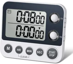 KH-TM039 gran pantalla de 100 horas contar doble canal Digital temporizador de cocina con LED luz intermitente