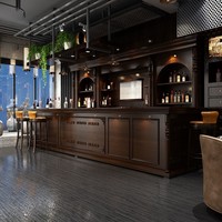 Comptoir de bar vintage en bois massif de style européen pour café, restaurants et magasins de thé au lait Comptoir de caisse incurvé en coin pour bar à eau
