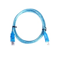 Kabel Data biru transparan AM to BM USB2.0 6 kaki baru dengan lampu LED