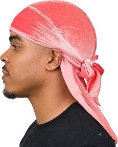 Durag en velours supérieur - Durags en velours doux pour hommes et femmes, longues lanières doubles et larges, doublure en velours soyeux, <span class=keywords><strong>triple</strong></span> couture - Product Image 1