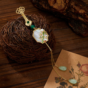 Bamboo Joint Brooch With Seashell Tassel Pendant Women's Decoration Luxury Chinese Style Freshwater Pearl Accessory - Product Image 4