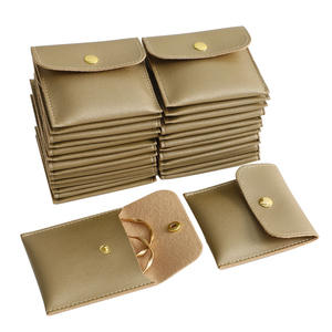 PUPPYSEW Wholesale 40pcs PU Jewelry Pouch Bag High Quality Leather Bag With Button Necklace Ring Earring Package Bag <b>NO</b> <b>Logo</b> - Product Image 1