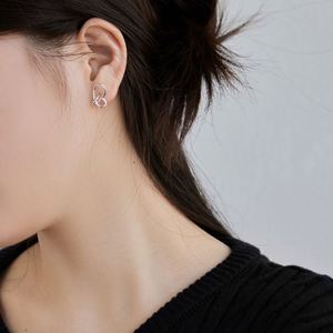 Dylam Simplicity Design 925 Sterling <b>Silver</b> Rhodium Plated Dainty Curve Geometric Jewelry <b>Stud</b> <b>Earrings</b> for Women Daily Dress up - Product Image 5