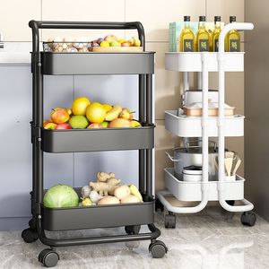 Household Rack Salon <b>Trolley</b> Multi-Purpose Kitchen 3-Tier Basket Storage Cart Wheels Auxiliary Beauty Salon <b>Plastic</b> Modern Hotel - Product Image 4