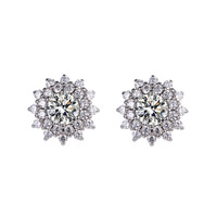 Boucles d'oreilles clous en argent sterling S925 plaqué platine couleur D, entièrement serties de moissanite, pour femme, idéales pour mariage et fête, par Sunflower Fashion – Cadeau