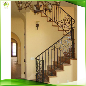 Rampe d'escalier de sécurité, design unique <span class=keywords><strong>sur</strong></span> <span class=keywords><strong>mesure</strong></span>, acier moulé noir antirouille, <span class=keywords><strong>garde</strong></span>-<span class=keywords><strong>corps</strong></span> en fer forgé pour villas - Product Image 5