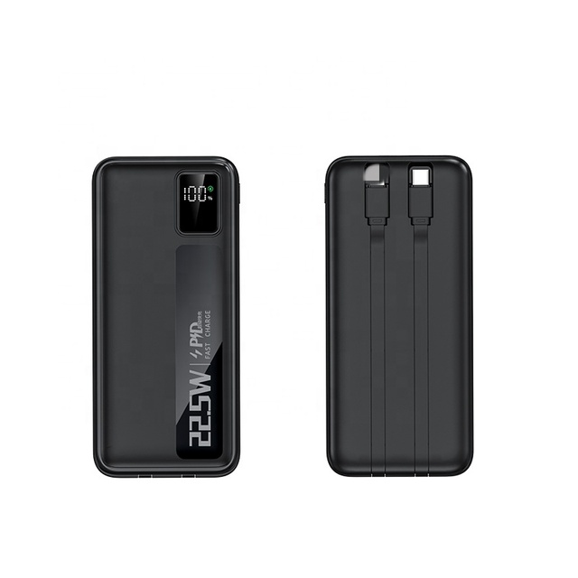 Super Fast Charging Powerful Power Bank 10000mAh Battery Pack Double USB Type-C Built Cable ABS Digital Display