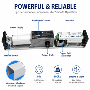 Motor <span class=keywords><strong>para</strong></span> Puerta Batiente Automática OUTUS, Brazo <span class=keywords><strong>de</strong></span> Empuje y Tracción <span class=keywords><strong>de</strong></span> 90 Grados, Apertura <span class=keywords><strong>de</strong></span> 3-7s, 6.5kg, Compacto, Bajo Consumo - Product Image 2