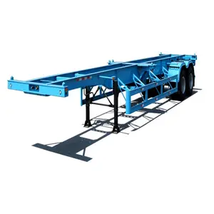 low price 40ft 20ft tri-axle container sliding skeletal semi trailer skeleton trailer from China