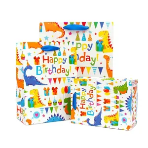 צבעוני מודפס יום הולדת שמחה מתנת נייר תיק קטן נייר תיק קריקטורה בעלי החיים פלמינגו unicorn דינוזאור דפוס נייר תיק