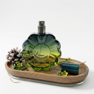 Flacon de <span class=keywords><strong>parfum</strong></span> en verre vert dégradé de 60 ml, design tournesol, fond épais, conteneur de <span class=keywords><strong>parfum</strong></span> vide, logo personnalisé, échantillon gratuit - Product Image 1