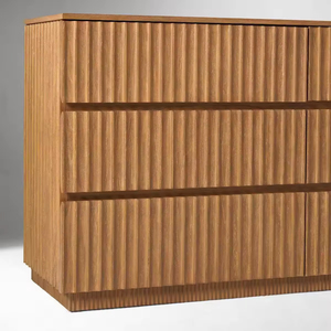 Wholesale Customized ODM OEM Modern Midcentury Walnut Fluted Front Design <b>6</b> <b>Drawers</b> Eco-Friendly Space Saving Dresser Cabinet - Product Image 4