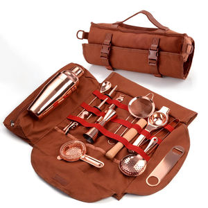 Kit de barman TJMETAL 14 pièces : Shaker Boston 800 ml + 550 ml, doseur, outils, pierres et sac |   Ensemble de mixologie professionnel |   Kit de barman - Product Image 1
