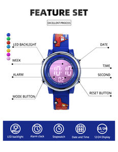 Montre numérique sportive JNEW étanche à 7 couleurs pour garçons et enfants, montre-bracelet 3D de dessin animé, alarme, résistante à l'eau, montre pour enfants - Product Image 4