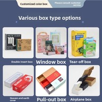 Boîte en papier kraft personnalisée transfrontalière avec fenêtre, design à ouverture plate, emballage double fente pour cartes de thé, pour supermarchés et épiceries
