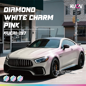 ฟิล์มไวนิลหุ้มรถยนต์ KUCAI สีขาวประกายเพชรชมพู PVC ติดตั้งง่าย ไม่มีฟองอากาศ พร้อมคุณสมบัติเปลี่ยนสีสำหรับตัวถังรถ - Product Image 2