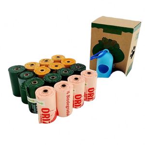 Sacs à déjections canines simples en amidon de maïs PLA certifiés UE, écologiques, biodégradables, compostables, vente en gros - Product Image 1