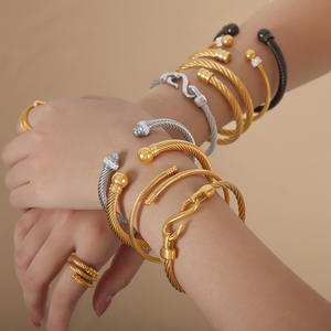 <span class=keywords><strong>Bracelet</strong></span> de couple pour hommes et femmes, corde métallique en titane et acier inoxydable, manchette en <span class=keywords><strong>or</strong></span>, - Product Image 1