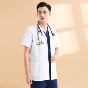 <span class=keywords><strong>Mezza</strong></span> cappotto bianco estivo uniforme da lavoro per gli uomini sottile separato camicia da infermiera dentale per i medici nelle cliniche ospedaliere - Product Image 3