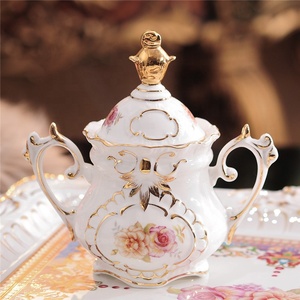 Service à thé et café de luxe en céramique, motif floral en relief, blanc, pour le thé de l'après-midi, style européen, couleur personnalisable, best-seller - Product Image 4