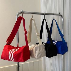 Sporty 3-Stripe Mini Barrel <b>Bag</b>, Lightweight Nylon Cylinder Crossbody <b>Bag</b> for Men Women, Casual Small Messenger Shoulder Pouch - Product Image 2