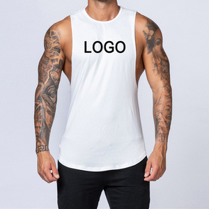 Áo ba lỗ tập gym nam chất cotton đen in logo tùy chỉnh - Product Image 2